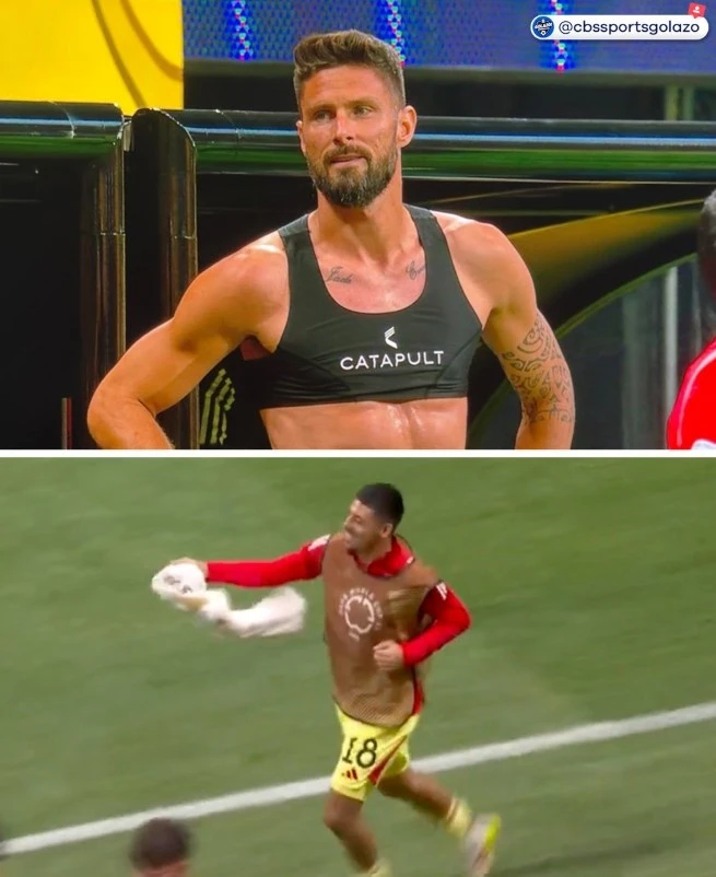 Olivier Giroud và sự cố "quên áo" trên sân cỏ - Ongkinh