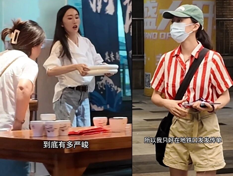 Nữ diễn viên sở hữu bằng thạc sĩ gây chú ý khi phát tờ rơi trên đường phố