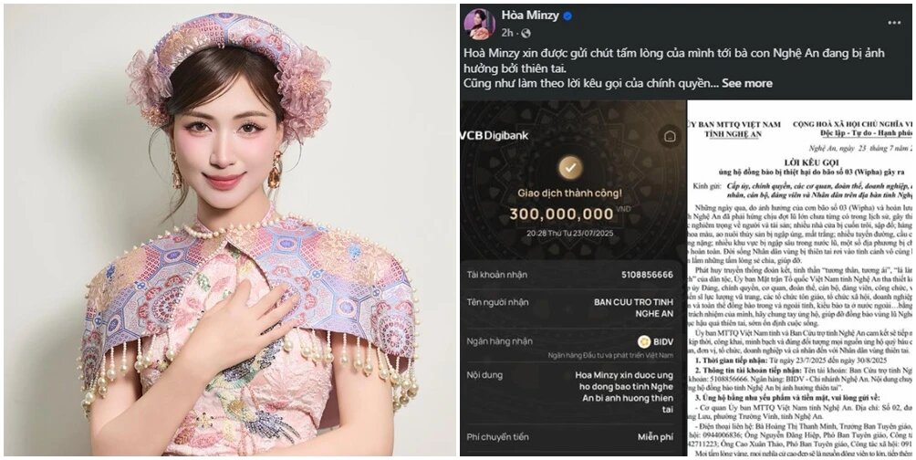 Hai nghệ sĩ Hòa Minzy, Phương Lê quyên góp ủng hộ người dân vùng bão Wipha