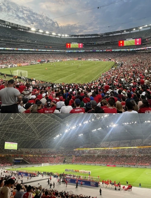 Sự tương phản trên khán đài giữa 2 trận đấu của MU và Arsenal-ongkinh