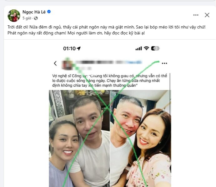 Vợ nghệ sĩ Công Lý lên tiếng làm rõ phát ngôn về việc kêu gọi hỗ trợ từ mạnh thường quân