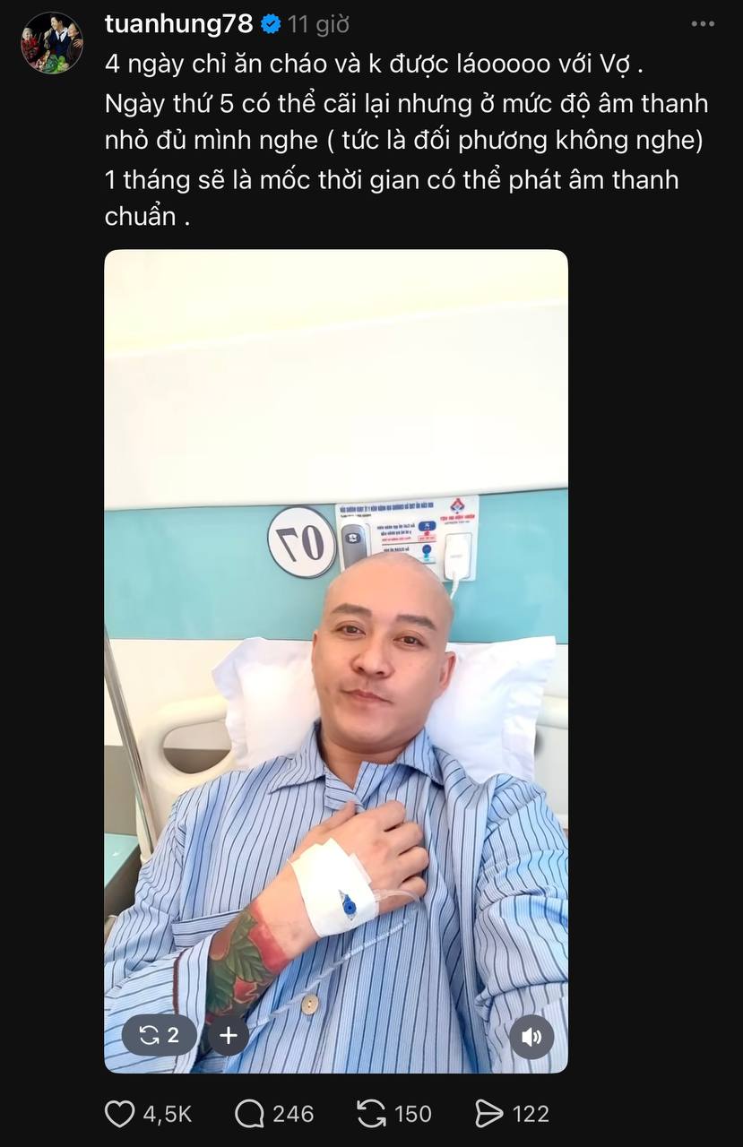 Tình trạng của Tuấn Hưng sau khi phẫu thuật