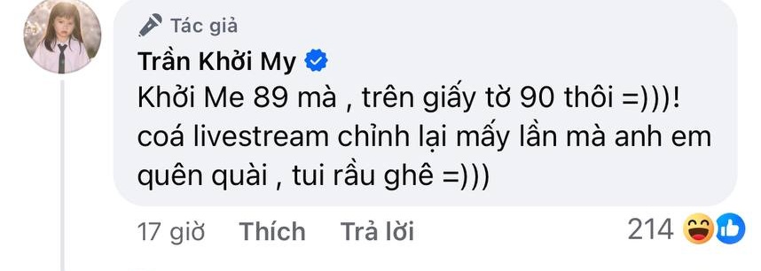Khởi My đính chính năm sinh: "Trên giấy tờ là 1990", nhưng thực chất tuổi Kỷ Tỵ - Ongkinhh