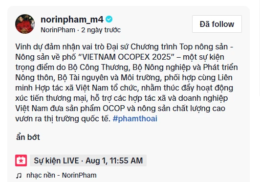 Phạm Thoại bị xoá tên khỏi megalive Top nông sản
