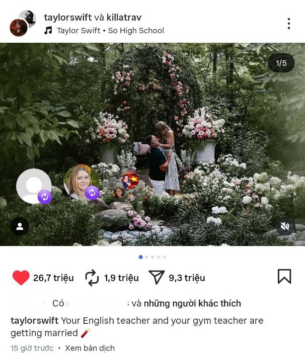 Dòng chú thích bí ẩn dưới bài đăng cầu hôn của Taylor Swift: "Cô tiếng Anh, thầy thể dục" là gì?