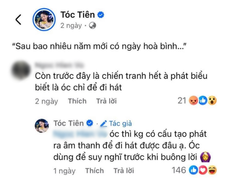 Bị chê “óc chỉ để đi hát”, Tóc Tiên phản pháo gắt