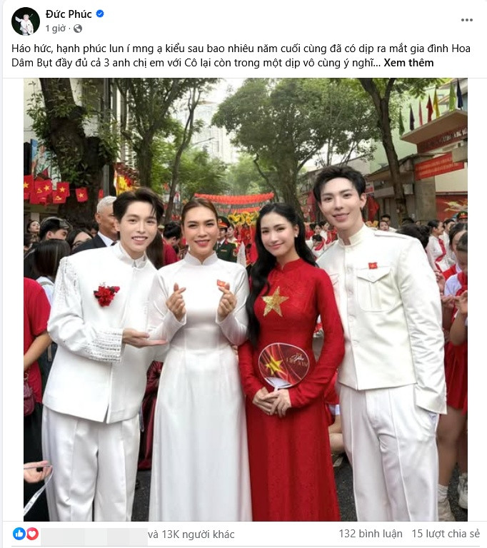 Đức Phúc khoe hình gia đình Hoa dâm bụt bên Mỹ Tâm đập tan ồn ào 'hơn thua' thực lực